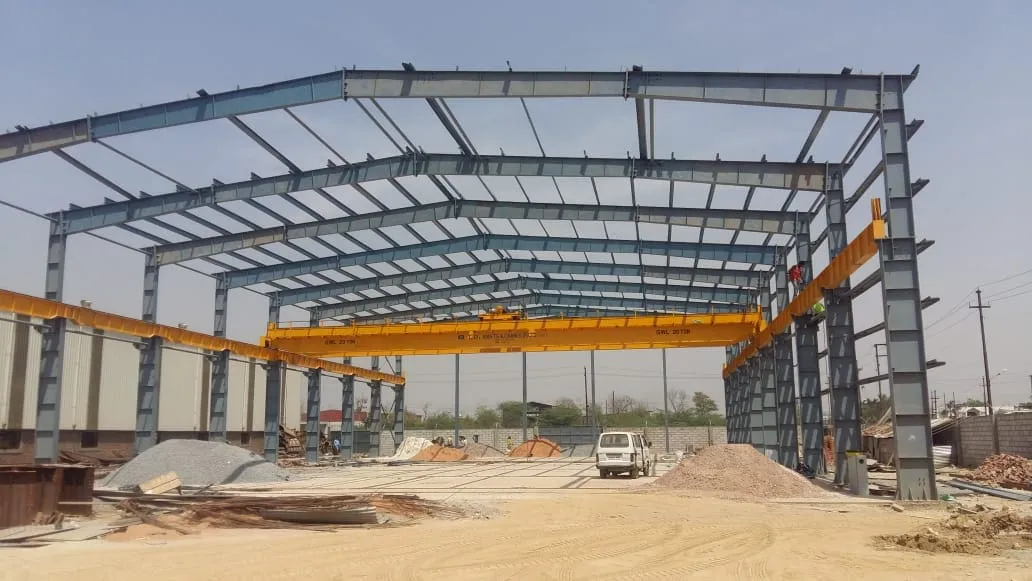 Pre-engineered steel shed with an installed EOT crane girder