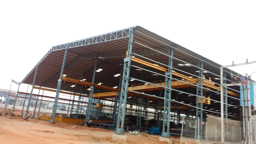 Large multi-bay steel shed with EOT crane girders
